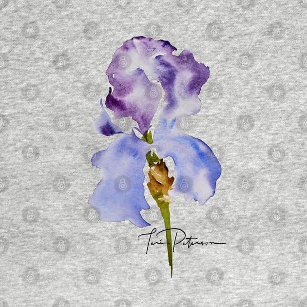 Blue Purple Iris Watercolor by FlowerPower4U
